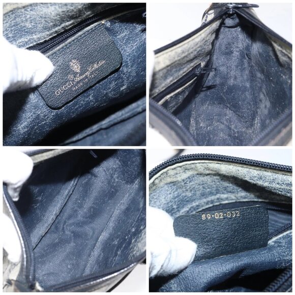 GUCCI GG Supreme Sherry Line Bag PVC Navy Gold Red 89 02 032 Auth BA1735 - Picture 15 of 16